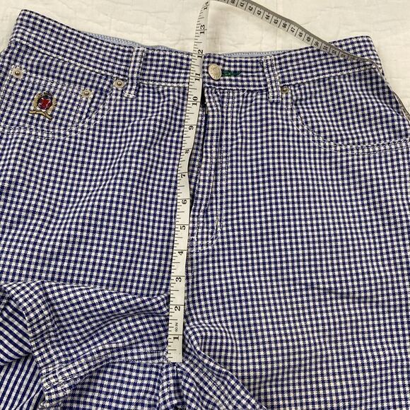 Vintage Tommy Hilfiger Blue Checkered High Waisted Cotton Shorts size 12 - Picture 7 of 8